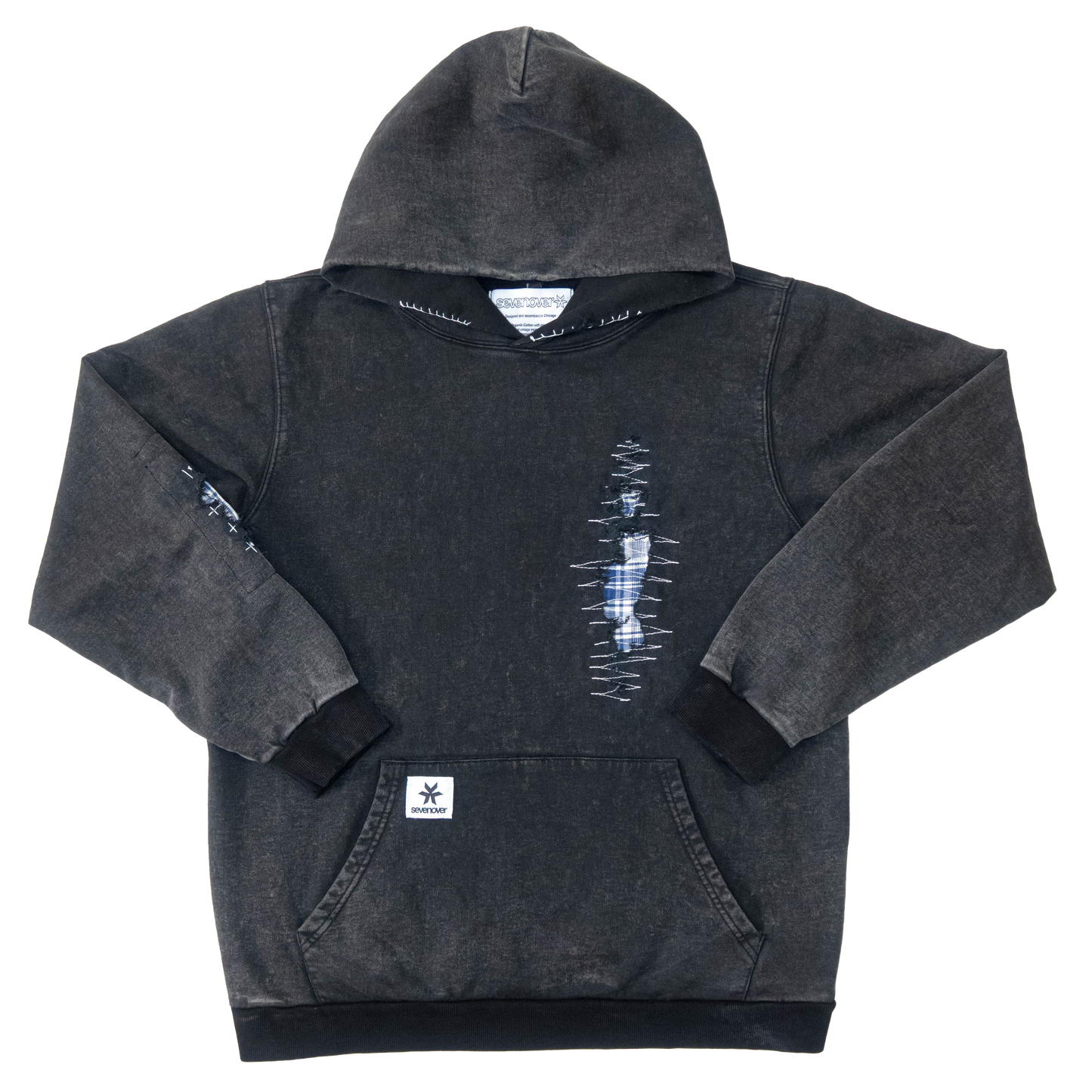 Flannel Repair Hoodie- Blue