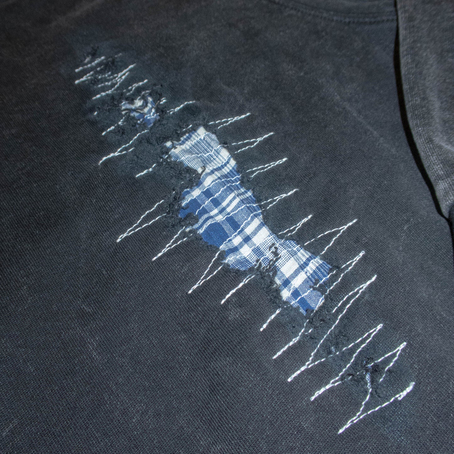 Flannel Repair Hoodie- Blue