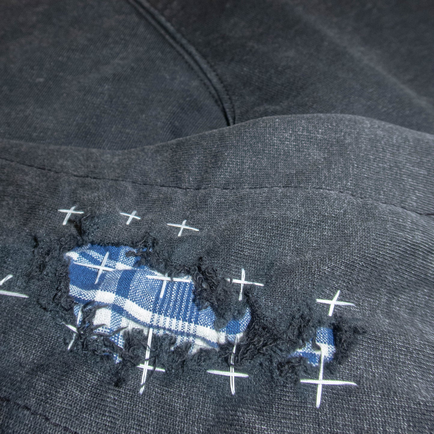 Flannel Repair Hoodie- Blue