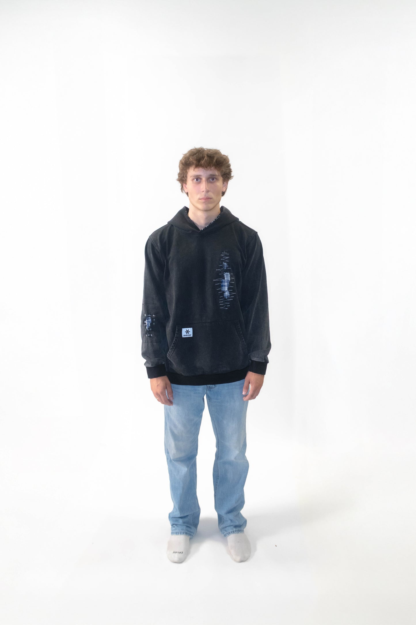Flannel Repair Hoodie- Blue