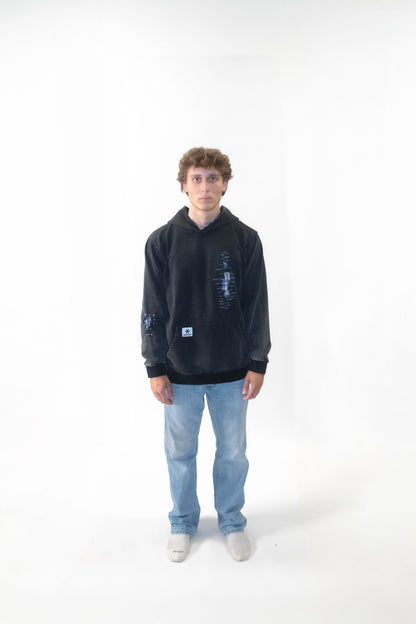 Flannel Repair Hoodie- Blue