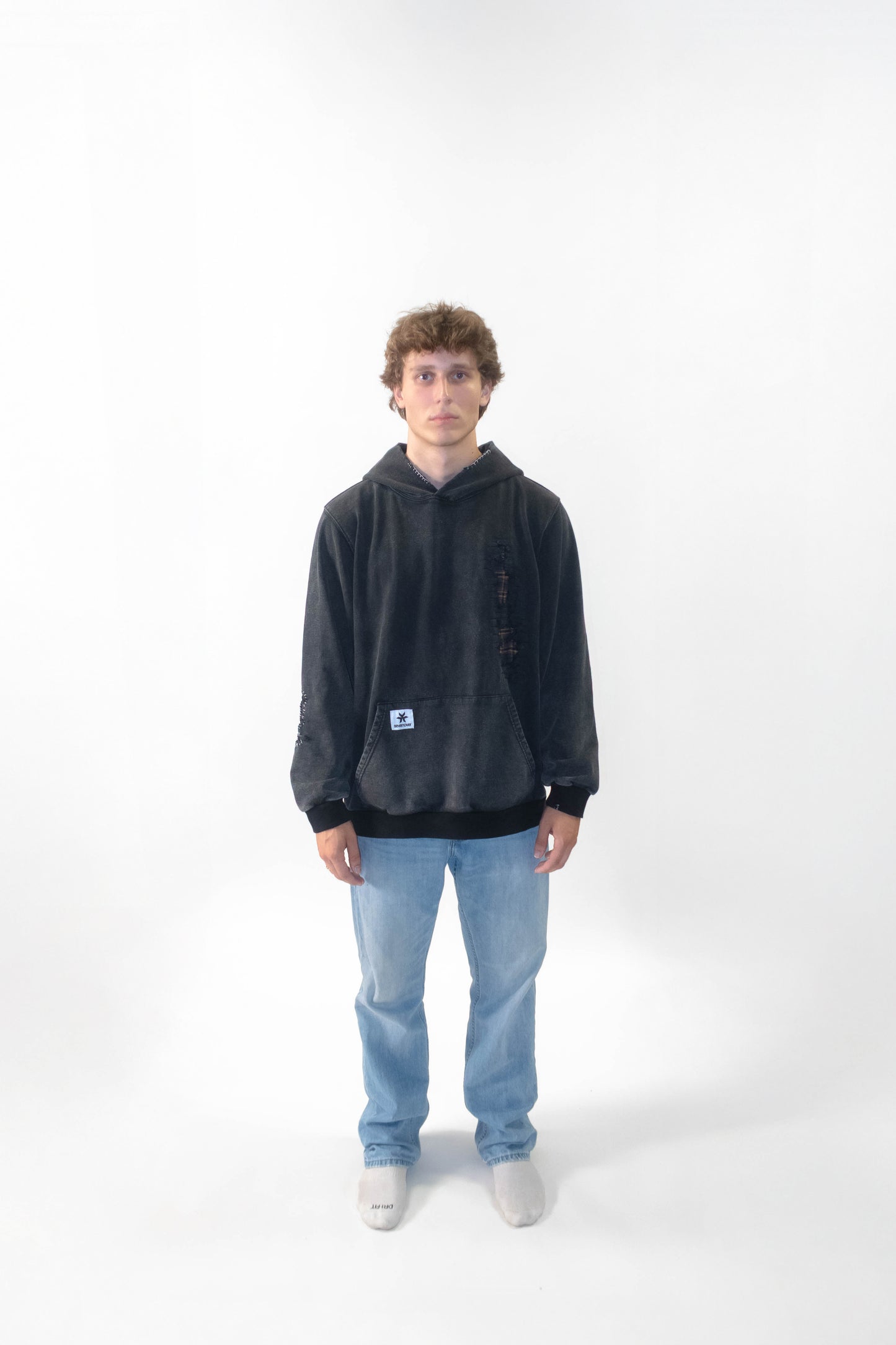 Flannel Repair Hoodie- Brown